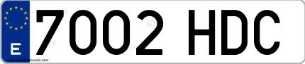 Ejemplo de matrícula española 7002 HDC