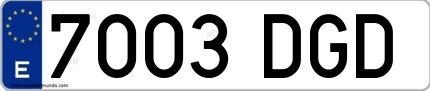 Ejemplo de matrícula española 7003 DGD