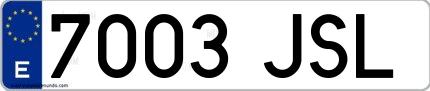 Ejemplo de matrícula española 7003 JSL