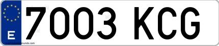 Ejemplo de matrícula española 7003 KCG