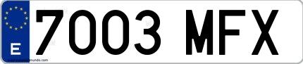 Ejemplo de matrícula española 7003 MFX