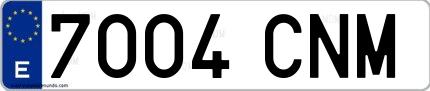 Ejemplo de matrícula española 7004 CNM