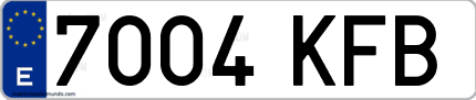 Ejemplo de matrícula de coche ordinaria 7004 KFB