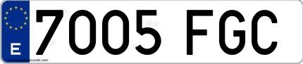 Ejemplo de matrícula española 7005 FGC