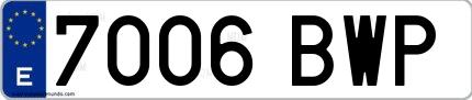 Ejemplo de matrícula española 7006 BWP