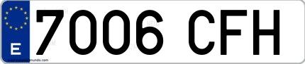 Ejemplo de matrícula española 7006 CFH