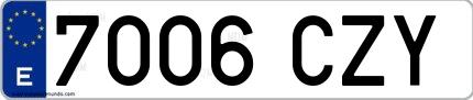 Ejemplo de matrícula española 7006 CZY