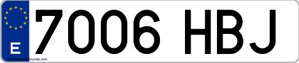 Ejemplo de matrícula de coche ordinaria 7006 HBJ