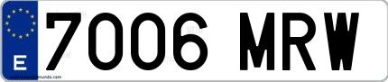 Ejemplo de matrícula española 7006 MRW