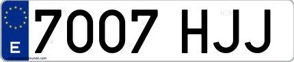 Ejemplo de matrícula española 7007 HJJ