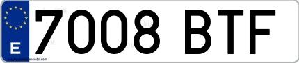Ejemplo de matrícula española 7008 BTF