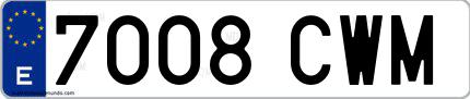 Ejemplo de matrícula española 7008 CWM