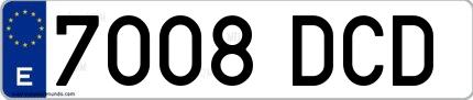 Ejemplo de matrícula española 7008 DCD