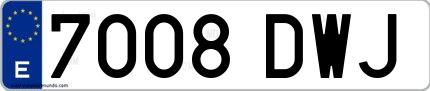 Ejemplo de matrícula española 7008 DWJ