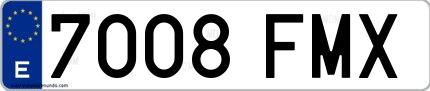 Ejemplo de matrícula española 7008 FMX
