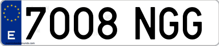 Ejemplo de matrícula de coche ordinaria 7008 NGG