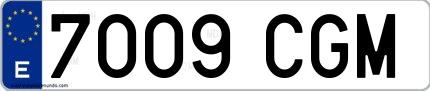 Ejemplo de matrícula española 7009 CGM