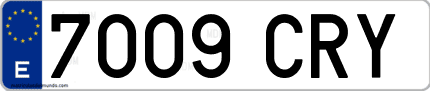 Ejemplo de matrícula de coche ordinaria 7009 CRY