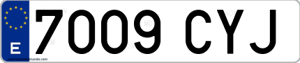 Ejemplo de matrícula de coche ordinaria 7009 CYJ