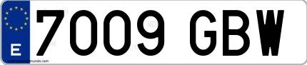Ejemplo de matrícula española 7009 GBW
