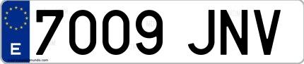 Ejemplo de matrícula española 7009 JNV