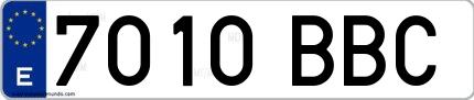 Ejemplo de matrícula española 7010 BBC