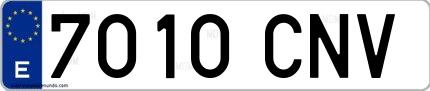 Ejemplo de matrícula española 7010 CNV