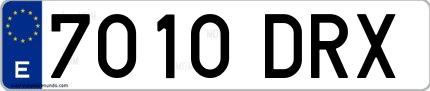 Ejemplo de matrícula española 7010 DRX