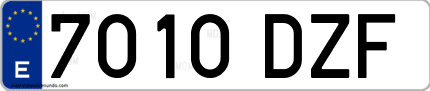 Ejemplo de matrícula de coche ordinaria 7010 DZF