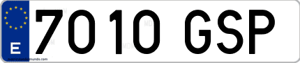 Ejemplo de matrícula de coche ordinaria 7010 GSP