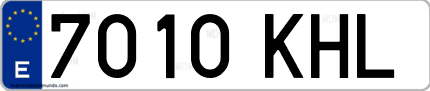 Ejemplo de matrícula de coche ordinaria 7010 KHL