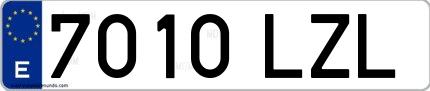 Ejemplo de matrícula española 7010 LZL
