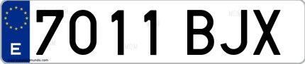 Ejemplo de matrícula española 7011 BJX