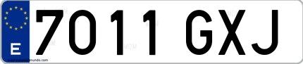 Ejemplo de matrícula española 7011 GXJ