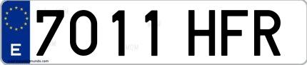 Ejemplo de matrícula española 7011 HFR