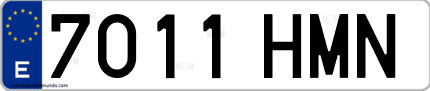 Ejemplo de matrícula de coche ordinaria 7011 HMN