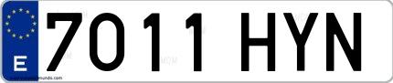 Ejemplo de matrícula española 7011 HYN