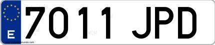 Ejemplo de matrícula española 7011 JPD