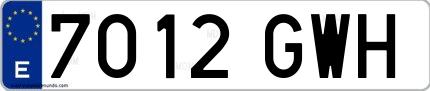Ejemplo de matrícula española 7012 GWH