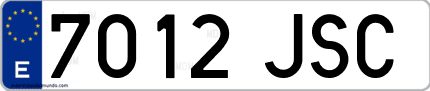 Ejemplo de matrícula de coche ordinaria 7012 JSC