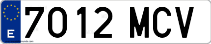 Ejemplo de matrícula de coche ordinaria 7012 MCV