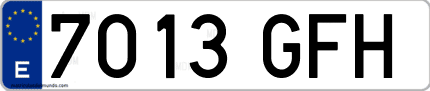 Ejemplo de matrícula de coche ordinaria 7013 GFH