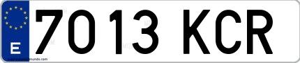 Ejemplo de matrícula española 7013 KCR