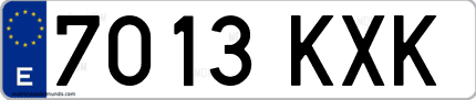 Ejemplo de matrícula de coche ordinaria 7013 KXK