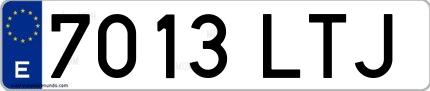Ejemplo de matrícula española 7013 LTJ