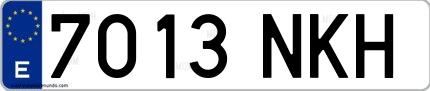 Ejemplo de matrícula española 7013 NKH