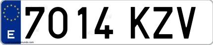Ejemplo de matrícula española 7014 KZV