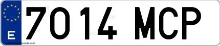 Ejemplo de matrícula española 7014 MCP