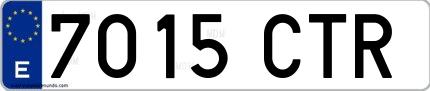 Ejemplo de matrícula española 7015 CTR