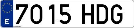 Ejemplo de matrícula española 7015 HDG